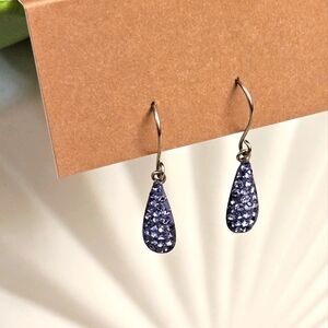 Purple Rhinestone Teardrop Earrings